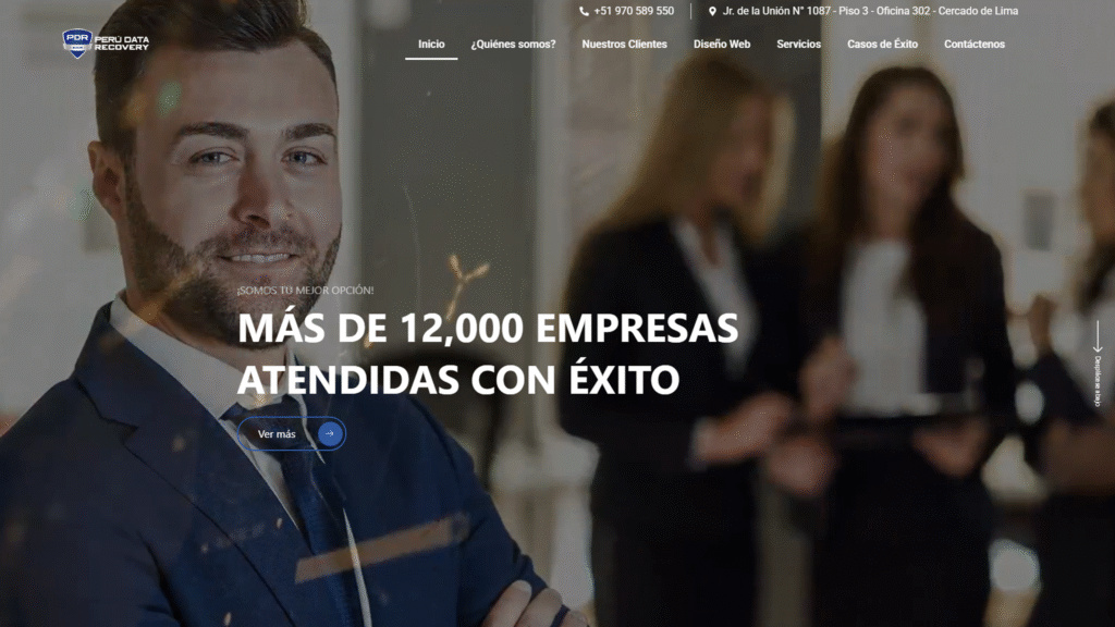 Diseño web realizado por Marso para Perú Data Recovery empresa de recuperación de datos