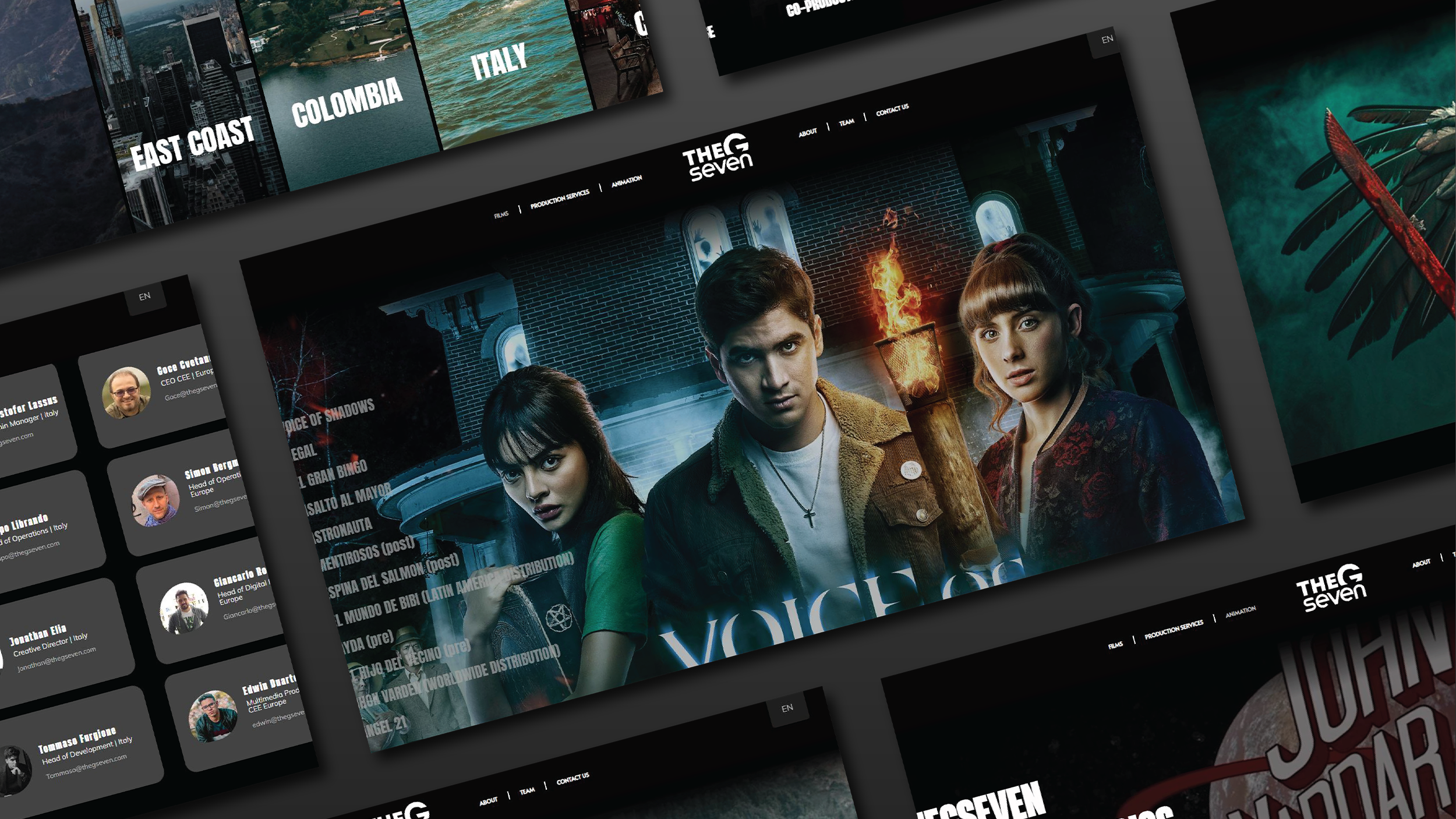 Galería de films destacados de TheGseven presentada en la web diseñada por Marso