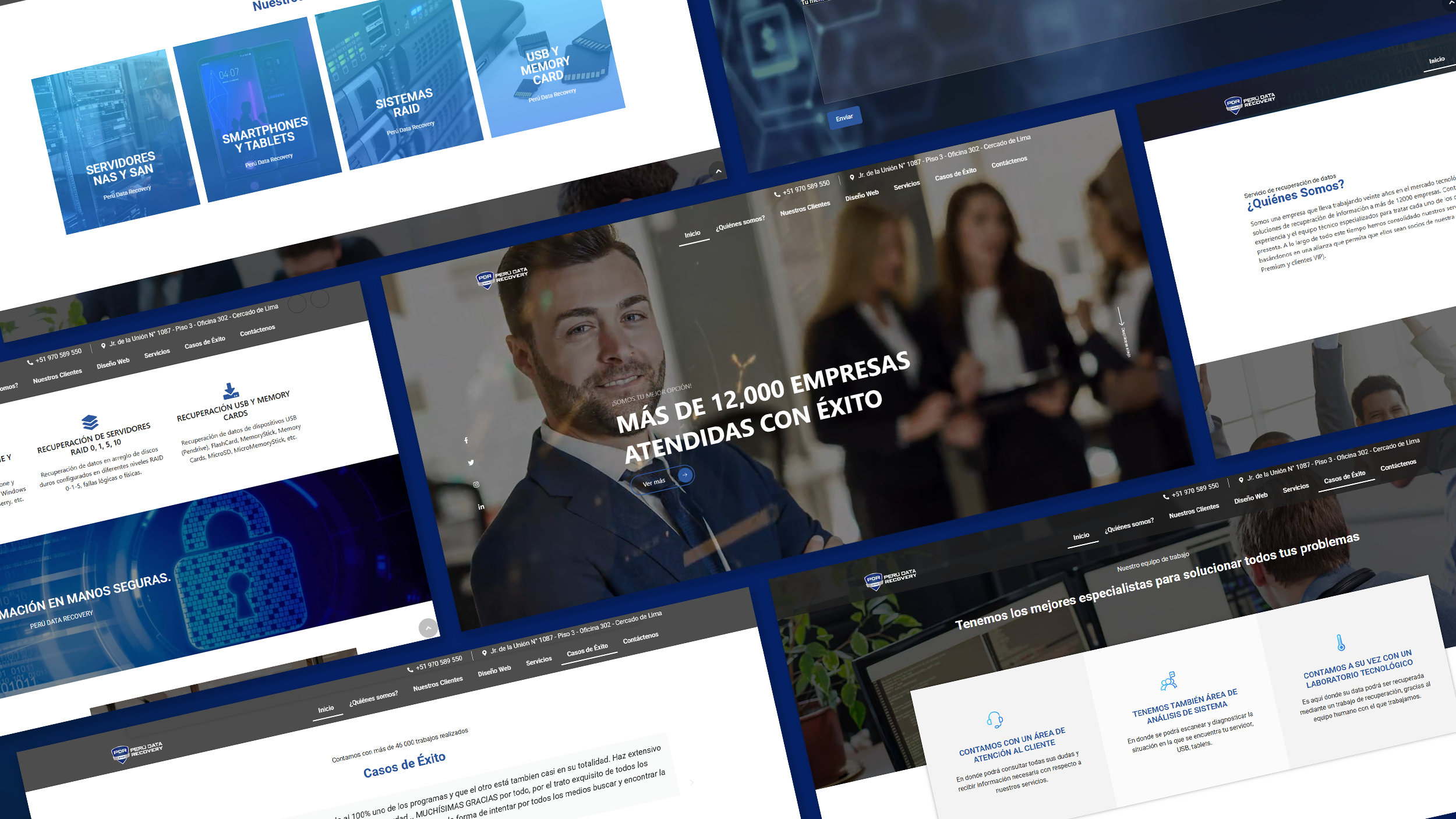 Interfaz de usuario (UI) clara diseñada para Perú Data Recovery por Marso
