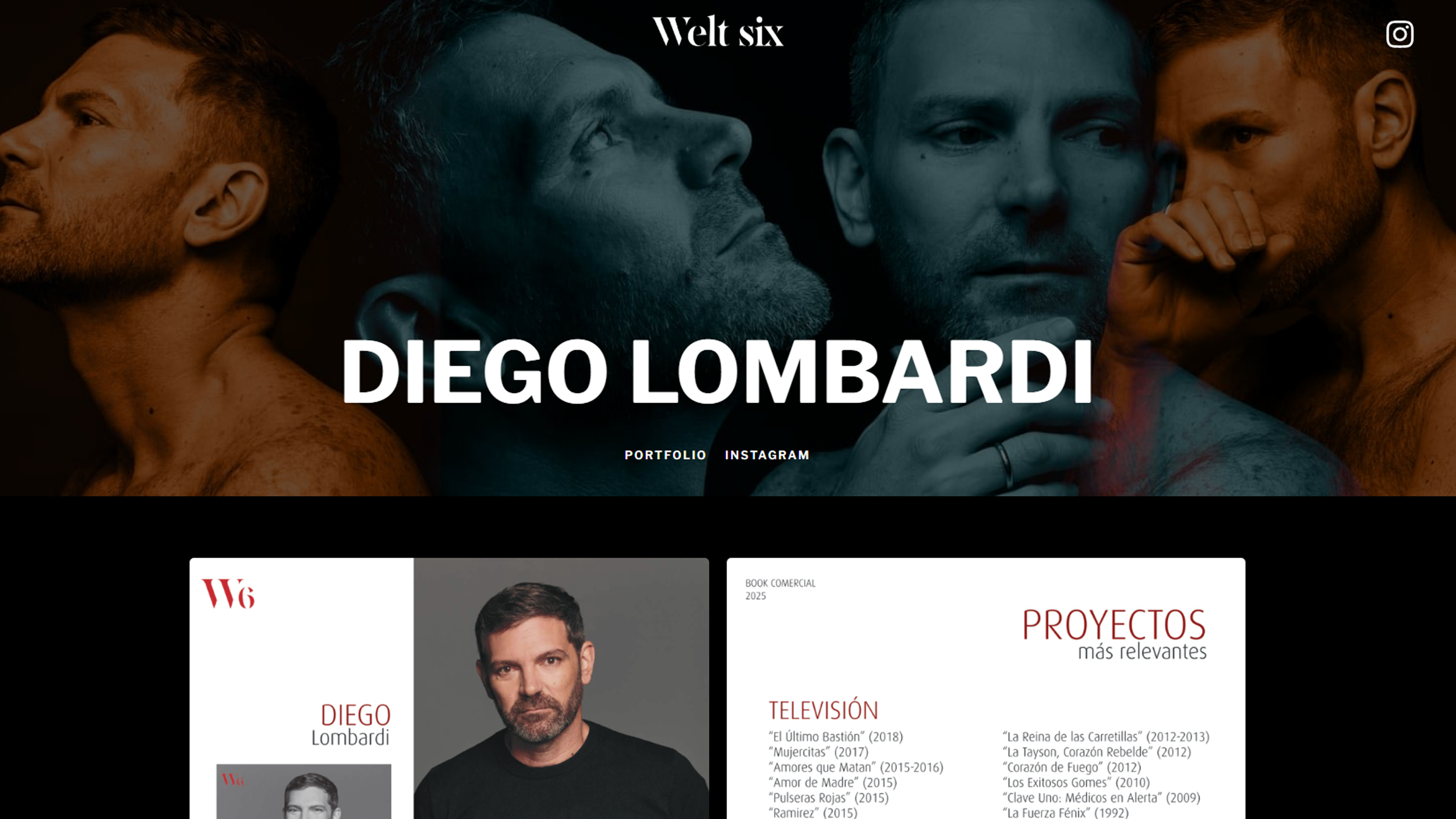 Sección de talentos representados mostrada en sitio web de WeltSix diseñado por Marso