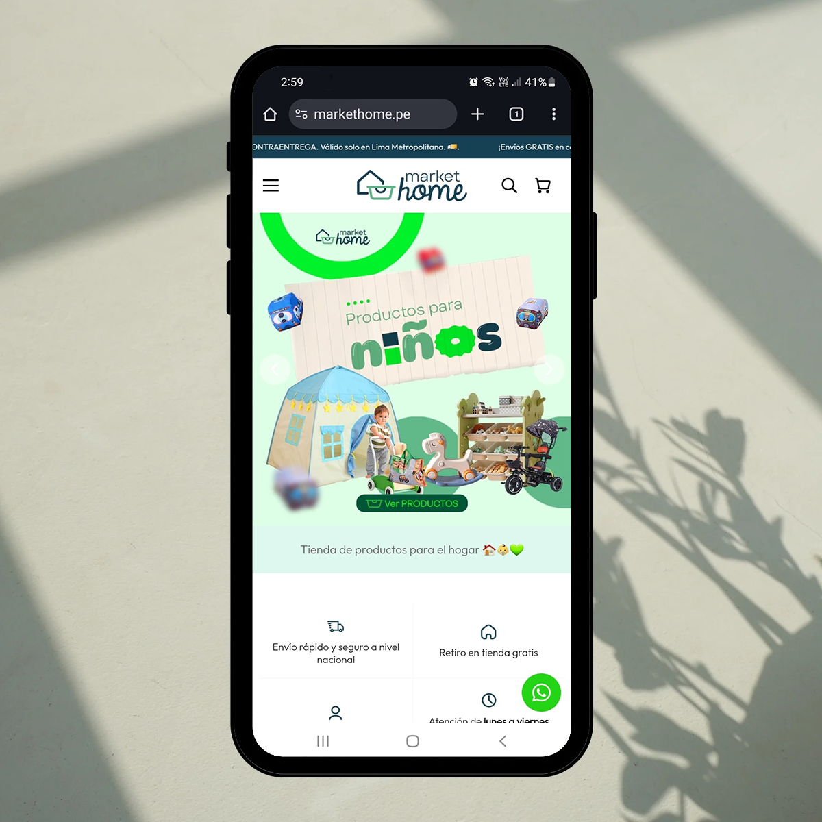 Página principal de la tienda online Market Home diseñada por Marso