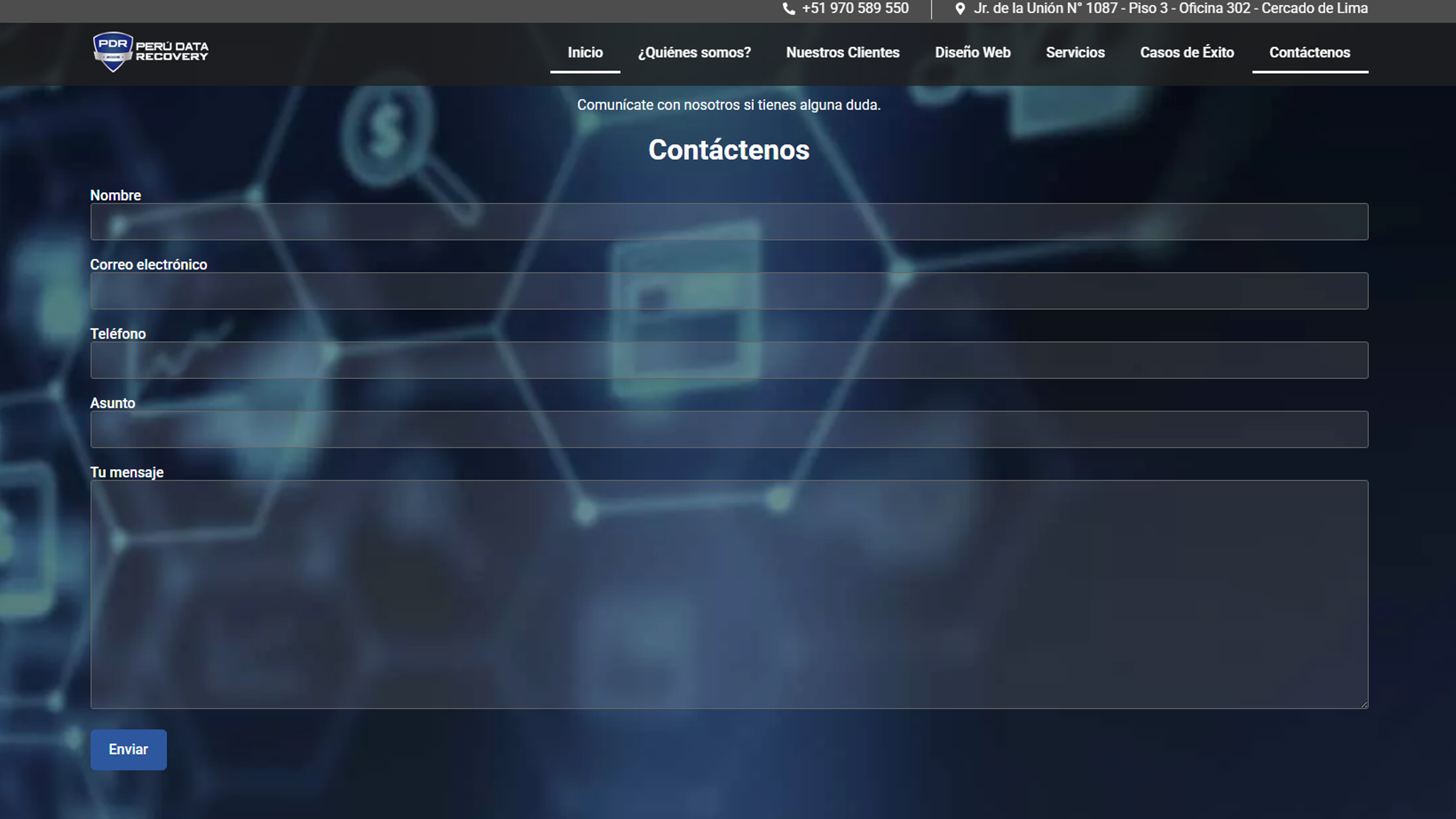 Experiencia técnica de más de 20 años mostrada en la web por Marso