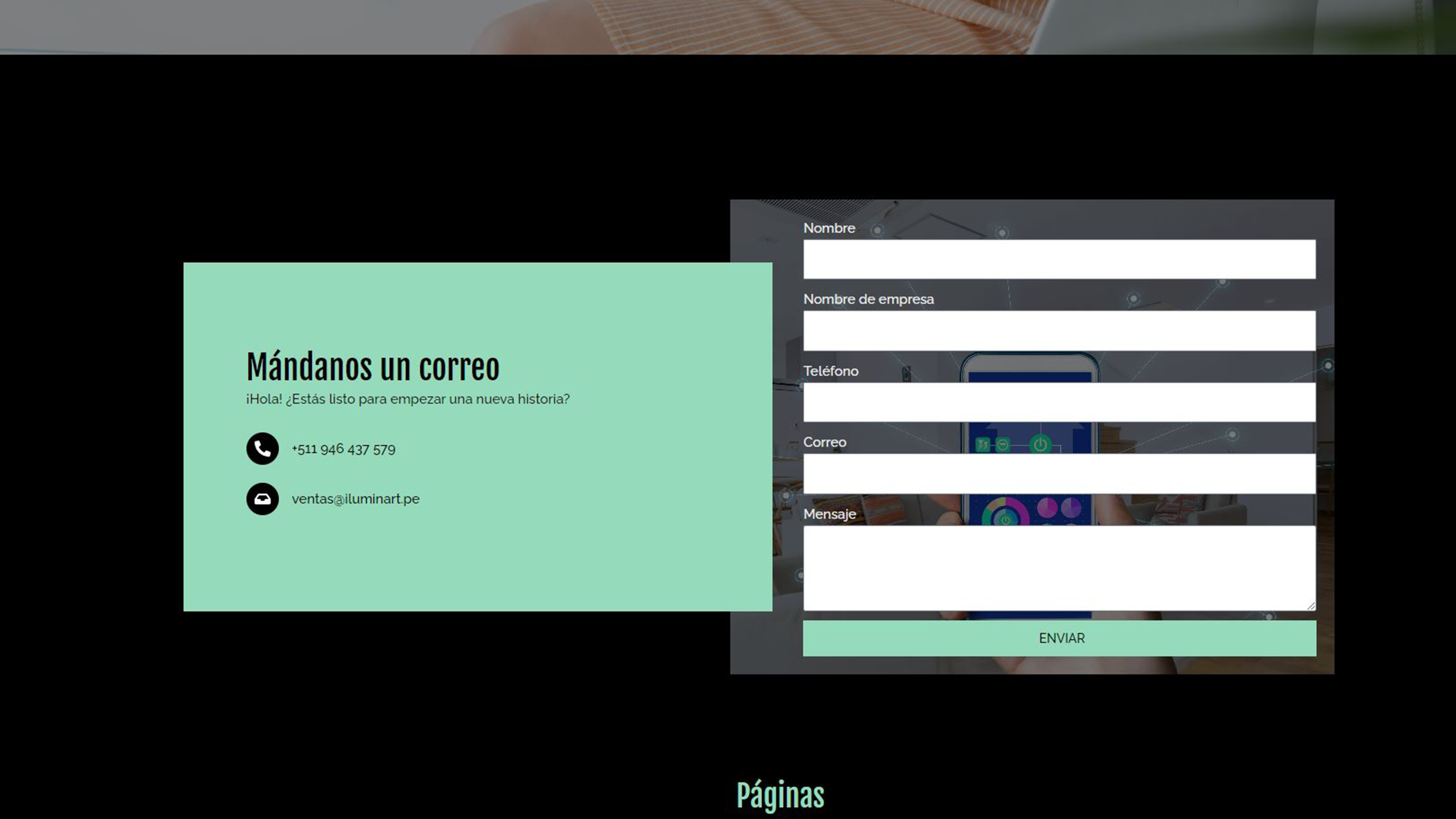 Versión responsiva móvil para Iluminart hecha por Marso