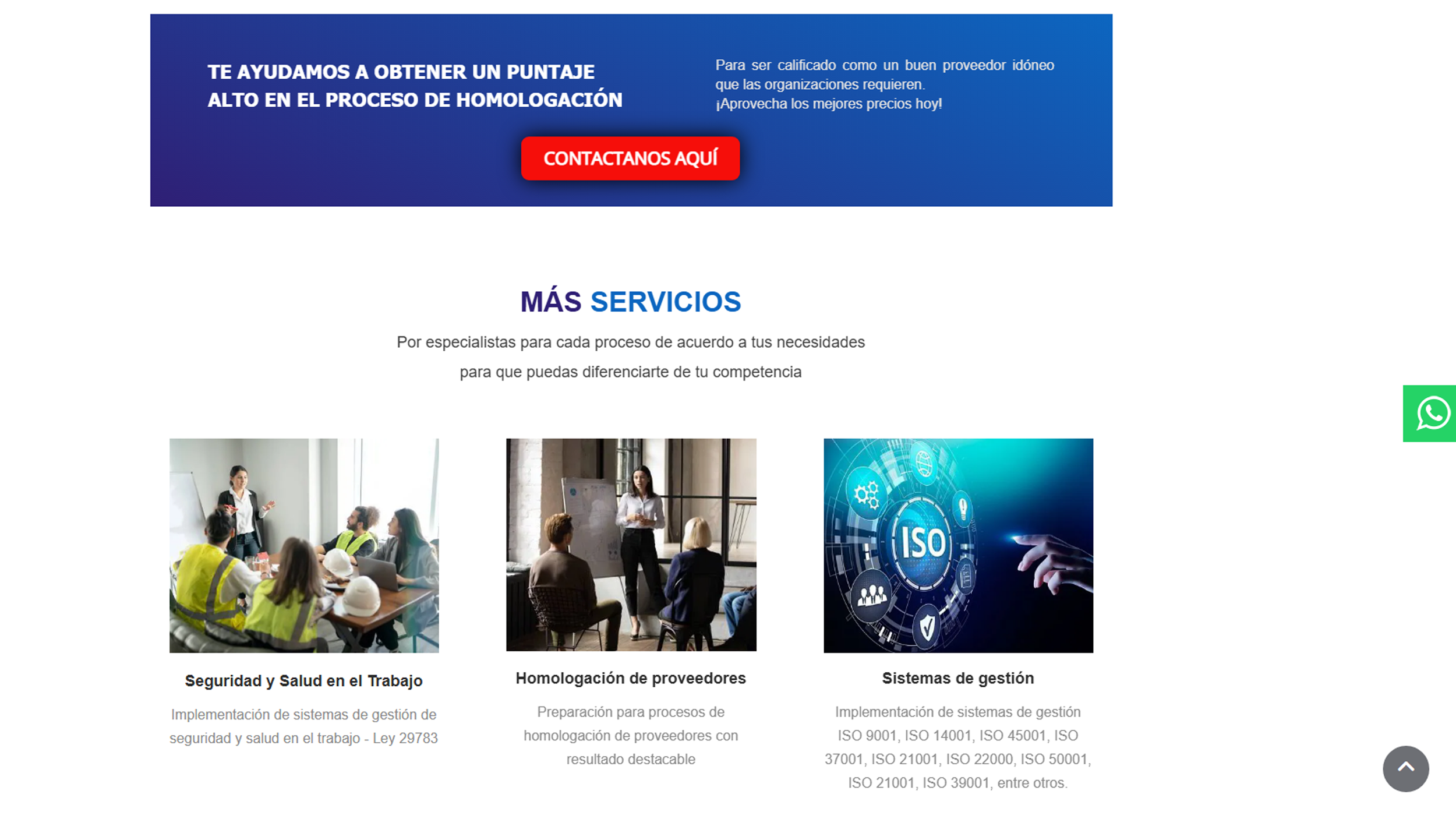 Sección de homologación de proveedores del sitio PCO diseñada por Marso