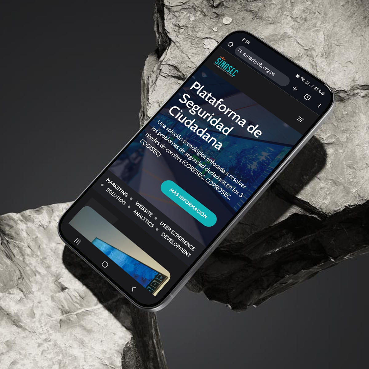 Versión móvil responsiva del sitio SmartGob creado por Marso