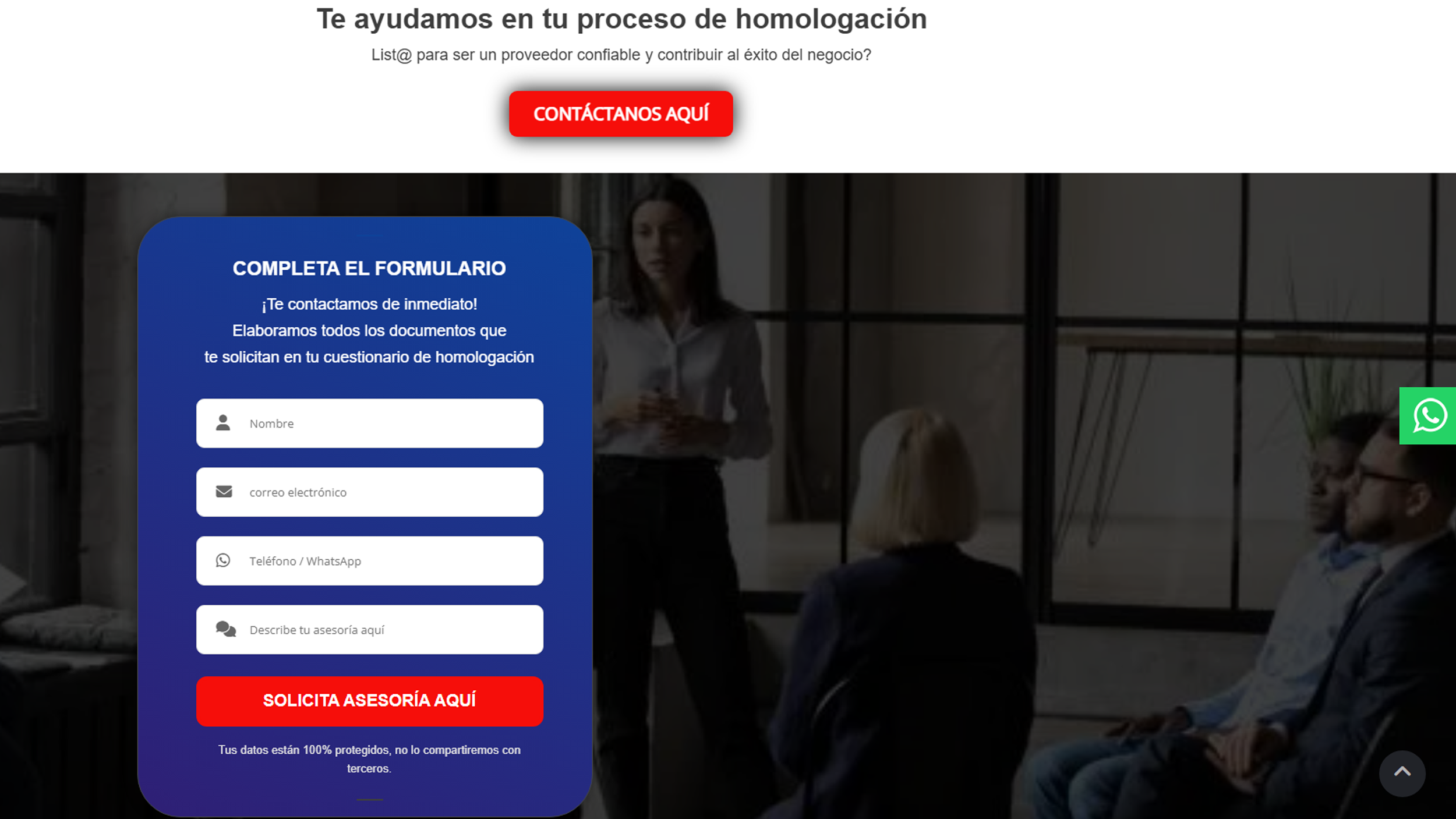 Sección orientada a captar clientes en la web de PCO diseñada por Marso